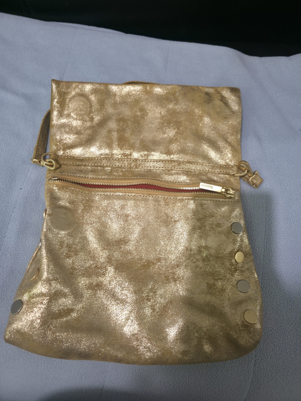 Hammitt Metallic Gold Fold-Over Crossbody - Picture 2 of 7